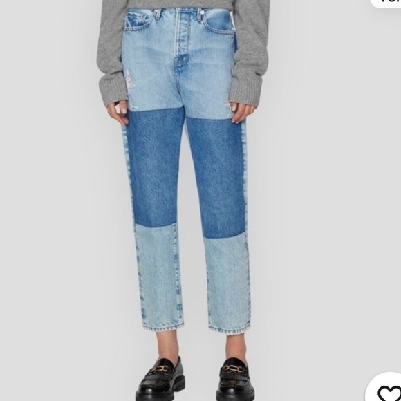 Frame Denim Le Original Mending Patch Rework Jeans Straight Relaxed Fit Size 30 - Picture 1 of 5